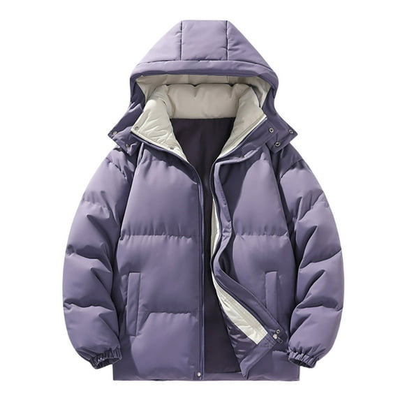 Manteau d'Hiver Rembourré pour Hommes Couleur Unie Grande Taille Épais Ample