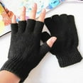 thumbnail image 3 of Visland 2Pairs Men Women Winter Fingerless Gloves, Fashion Casual Solid Color Soft Skin-friendly Stretch Knitted Winter Hand Warm Mittens for Computer Working, 3 of 6