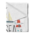 thumbnail image 2 of Nautical Soft Flannel Fleece Throw Blanket, I Love Sea Words Heart Materials Anchor Compass Knotted Rope, Cozy Plush for Indoor and Outdoor Use, 50" x 70", White Red Blue, by Ambesonne, 2 of 5