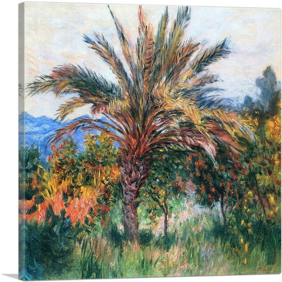 ARTCANVAS Palm Tree At Bordighera 1884 Canvas Art Print by Claude Monet - Size: 18" x 18" (0.75" Deep)