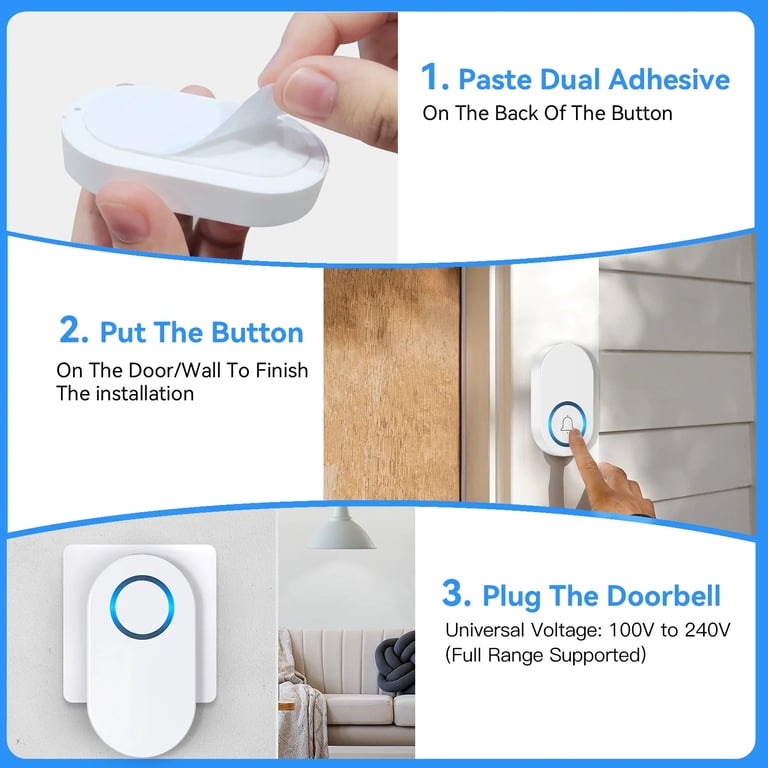 YOOVEE Wireless Doorbell Kit with 2 Receivers, 60 Chimes photo 6
