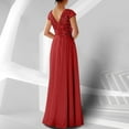 thumbnail image 7 of Ashirexll Wedding Guest Dresses for Women Sequined Chiffon Patchwork Evening Gown Sleeveless V-Neck Long Dress Red S, 7 of 7