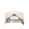 thumbnail image 7 of 10 x10FT Pop Up Canopy with 2 Removable Sidewalls, Portable Enclosed Instant Tent with 2 Windows, Waterproof Outdoor Tent, Beach Sun Shelter with 4 Sandbags and Carry Bag, Beige, 7 of 7