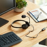 onn. 3.5 mm PC Stereo Headset with Built-in Microphone, Black