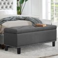 thumbnail image 3 of Furniliving Modern Upholstered Button Tufted Storage Ottoman Entryway Bench for Bedroom Livingroom, Dark Grey, 3 of 9