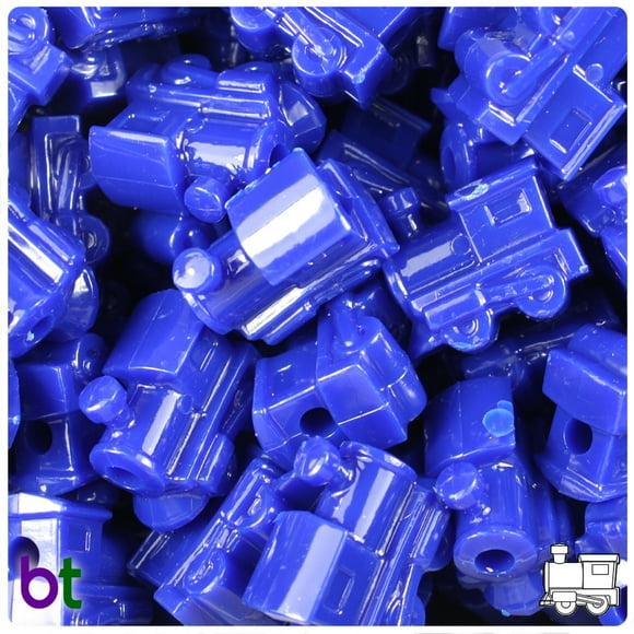 BeadTin Royal Blue Opaque 22mm Train Pony Beads (24pcs)