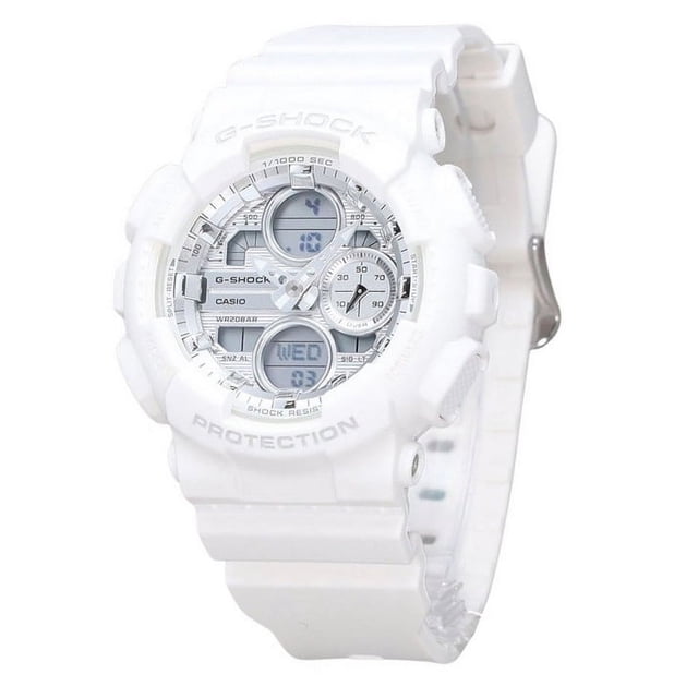 Casio G-Shock Analog Digital Bio Based White Resin Strap Silver Dial Quartz GMA-S140VA-7A 200M Women's Watch