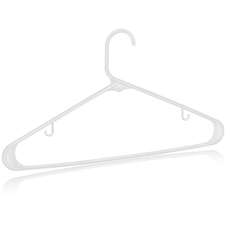 Quality White Hangers 100-Pack - Super Heavy Duty Plastic Clothes Hanger  Multipack - Thick Strong Standard Closet Clothing Hangers with Hook for  Scarves and Belts-17 Coat Hangers (White, 100)