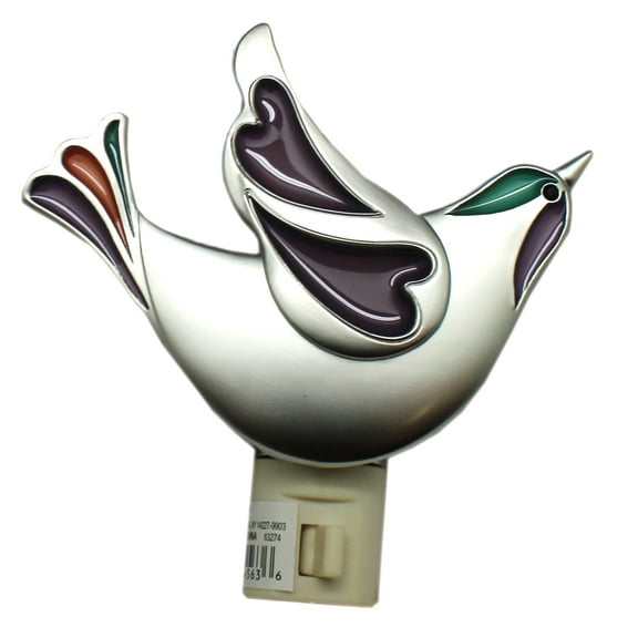 Swooping Metallic Bird w/Lavender and Teal Inlays Shade Nightlight - By Ganz