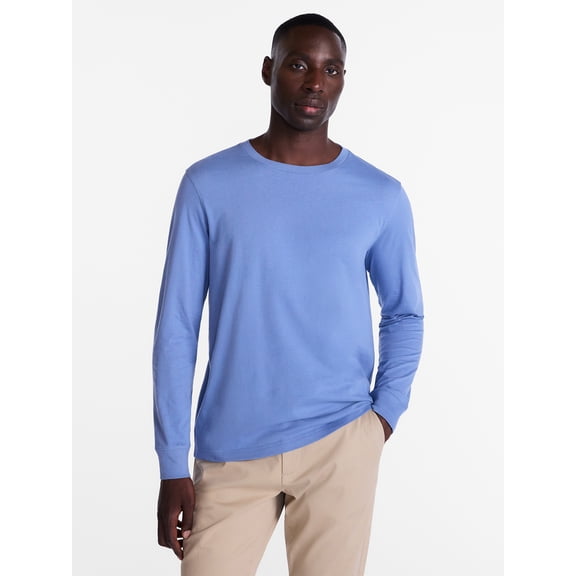 George Men's and Big Men's Cotton Crewneck Tee with Long Sleeves, Sizes XS-3XL, Big 2XB-6XB & Tall MT-4XLT