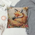thumbnail image 2 of Shiartex  Throw Pillow Cover Fox Sleepy Animal Colorful Wild Flower Wreath Leaves Chrysanthemum Daisy Peony Rectangular Throw Pillow Covers for Couch Sofa Home Decor 24x24in, 2 of 5