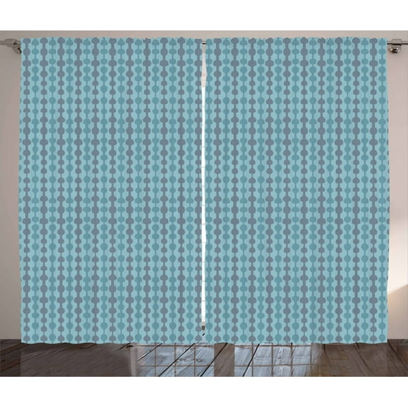 Ambesonne Grey Blue Curtains 2 Panel Set, Abstract Doodle Motif, 108" x 90", Grey and Turquoise