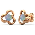 thumbnail image 2 of 4mm Round Opal 925 Sterling Silver Rose Vermeil Women Stud Mother's Day Gift Earrings, 2 of 4
