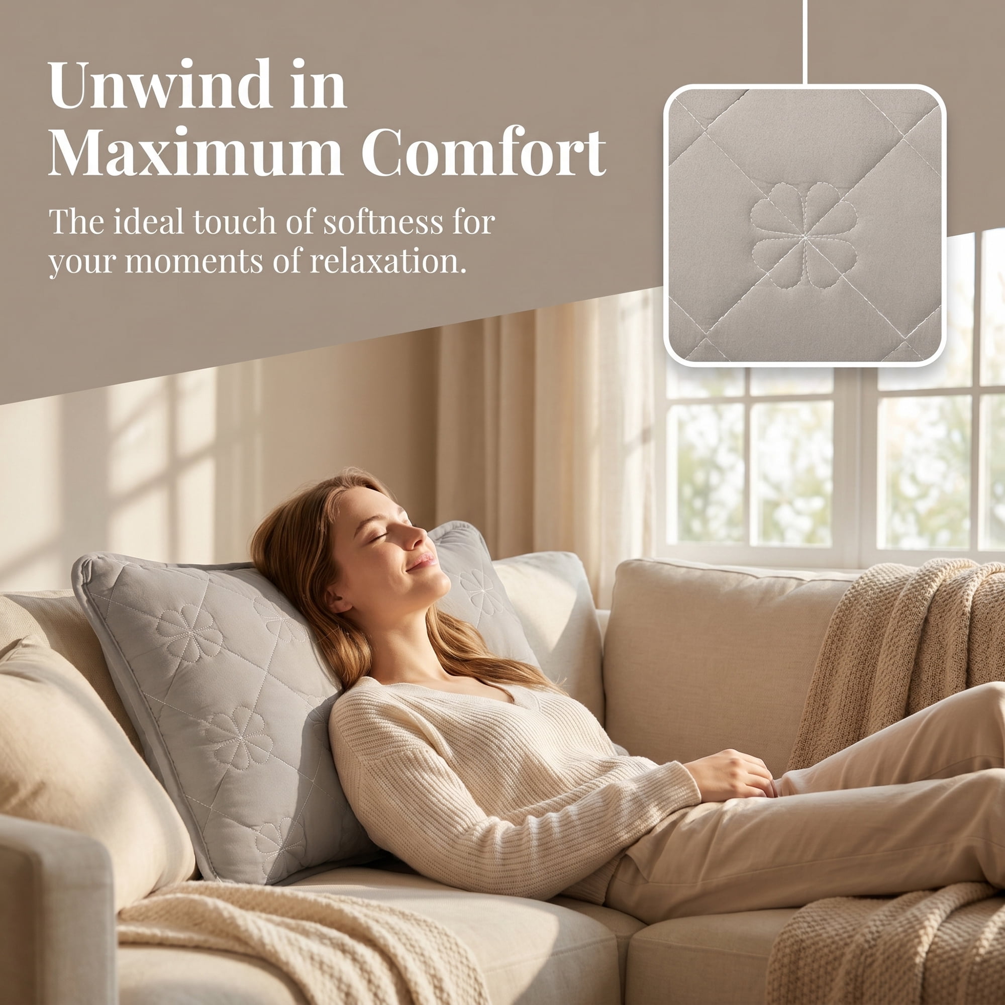 Unique Bargains 1 Pack Polyester Comfortable Quilted Pillow Protector for Home Light Gray