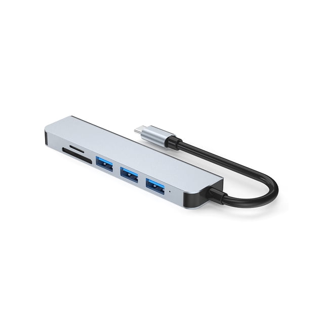 Concentrador USB 6 en 1 Ports Desktop Card Tarjeta Splitter Docking Station Portable Travel Adaptador Expander Reemplazo para MacBook Guardurnaity EL005429-00B