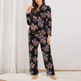 thumbnail image 2 of Yiaed Bouquet Print Pajamas Women's Long Sleeve Sleepwear Soft Button Down Loungewear Pjs Lounge Set Nightwear Womens Pajama Pants-Small, 2 of 7