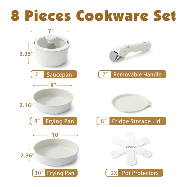 Sensarte 8-Piece Nonstick Cookware Set with Detachable Handles photo 4