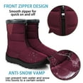 thumbnail image 4 of FAMITION Winter Waterproof Boots for Women Thermal Plush Lined Warm Ankle Booties Waterproof Slip On Outdoor Ankle Shoes with Front Zipper Red 5, 4 of 5