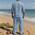thumbnail image 4 of CONFREE Mens Linen 2 Peice Sets Casual Men's Summer Outfits Set Soft Buttons Shirts Pants Beach Vacation Outfits for Men, 4 of 9