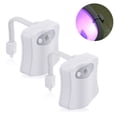 thumbnail image 2 of Paquete de 2 luces de noche para inodoro, 8 colores cambiantes, luz LED con sensor de movimiento para baño, se adapta a cualquier inodoro, batería no incluida, 2 of 8