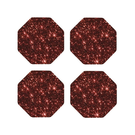 

Leather Coasters with Heat-resistant for Drinks Red Glitter Texture -标题2 Octagon
