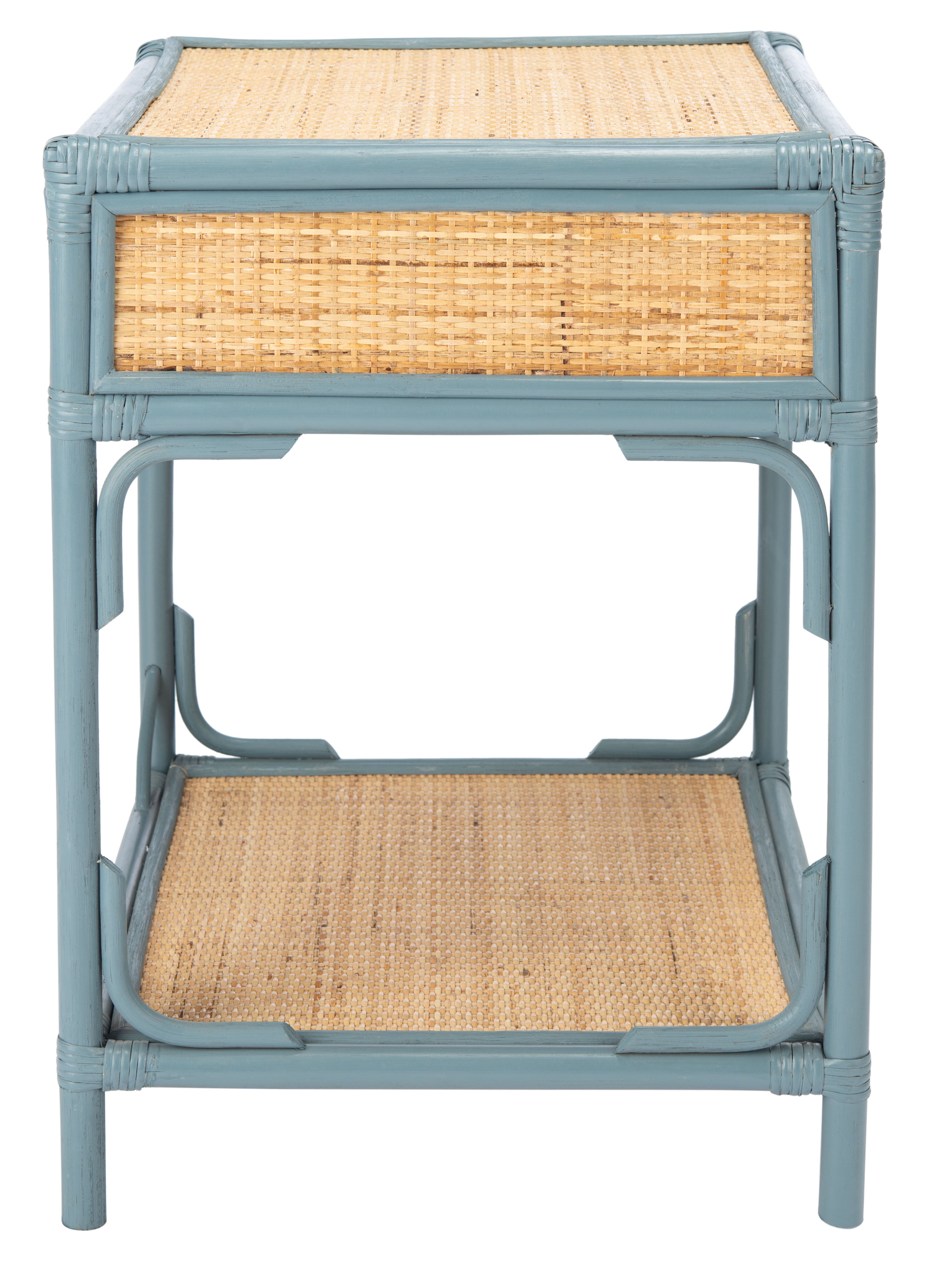 SAFAVIEH Roya Rustic 1 Drawer 1 Shelf Nightstand, Blue Grey/Natural