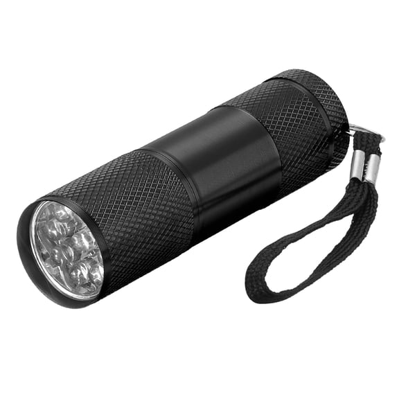 Uxcell 9 LED Mini Flashlights, Aluminum Pocket Flashlight Torch with Lanyard for Camping, Hiking, Black