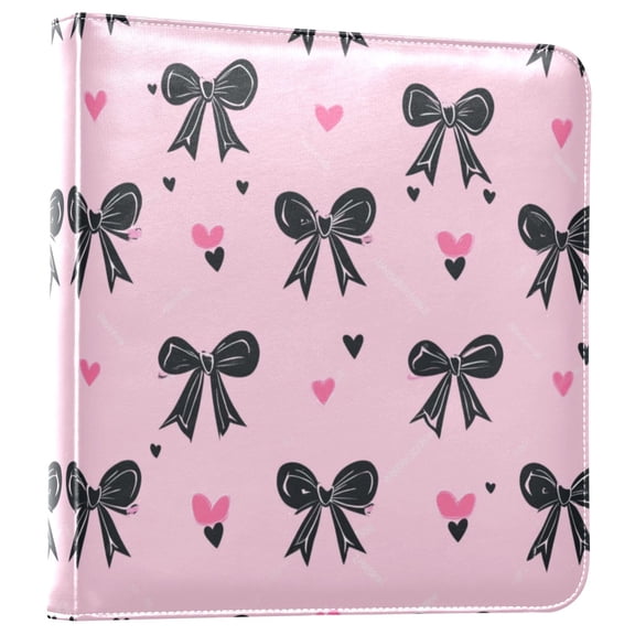 Photo Album 11.8x11.2 Inch Leather Cover Photo Book Scrapbooking Albums for Weddings Birthdays Anniversaries Black Bows