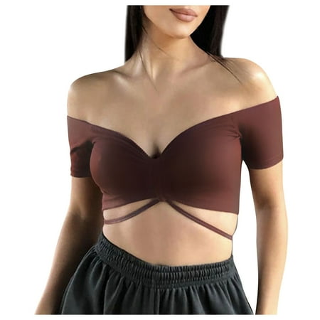 

BIZIZA Bandeau Bra for Womens Tube Top Bralette Strapless Everyday Sexy Seamless Brown L