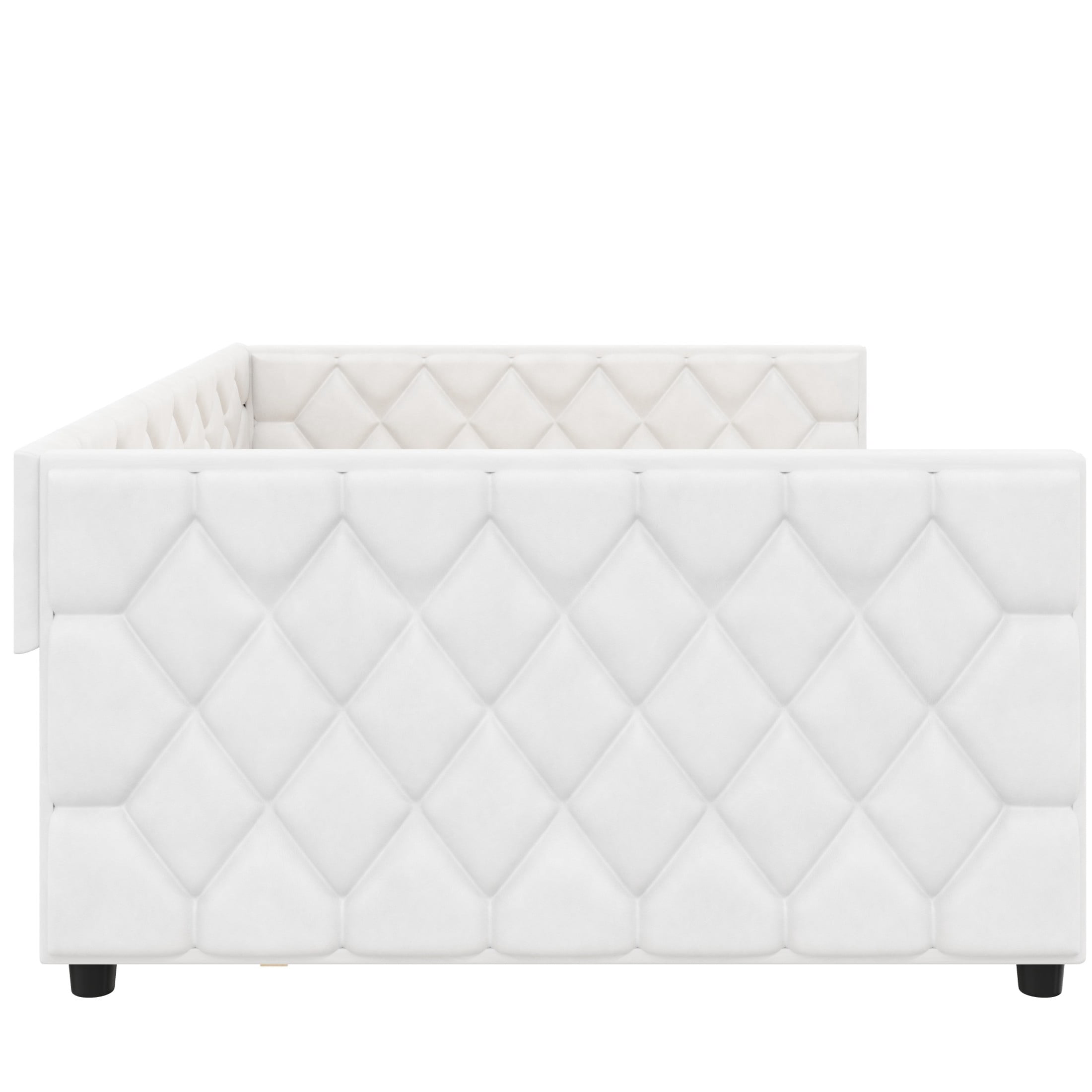 Noble House Girel Full XL Size Upholstered PU Leather Daybed with Extra Twin Trundle and LED Light, White