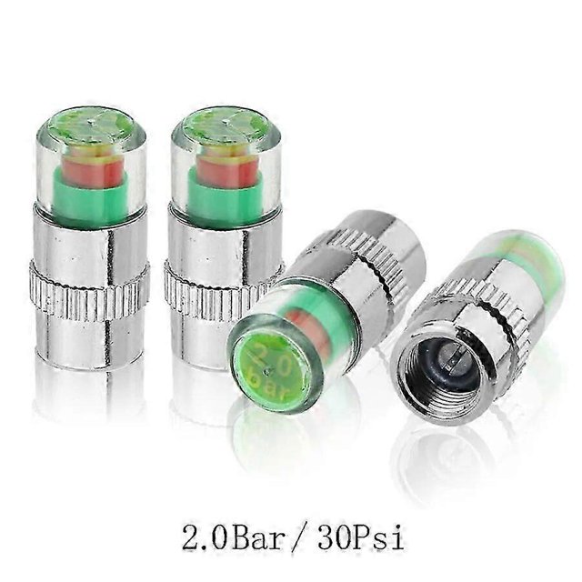 YCCPAUTO 4Pcs/Set 2.0/2.2/2.4Bar Car Tire Pressure Monitor 30/32/36PSI Auto Motorcycle Tyre Diagnostic Warning Valve Caps