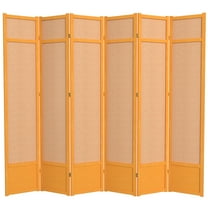 Red Lantern 7 ft. Tall Jute Shoji Screen - 6 Panel - Honey