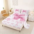 thumbnail image 2 of Erosebridal Cute Bowknot Queen Sheet Sets for Girls, Pink Ribbon Bed Set, 1 Flat Sheet, 1 Fitted Sheet and 2 Pillowcases, 2 of 5