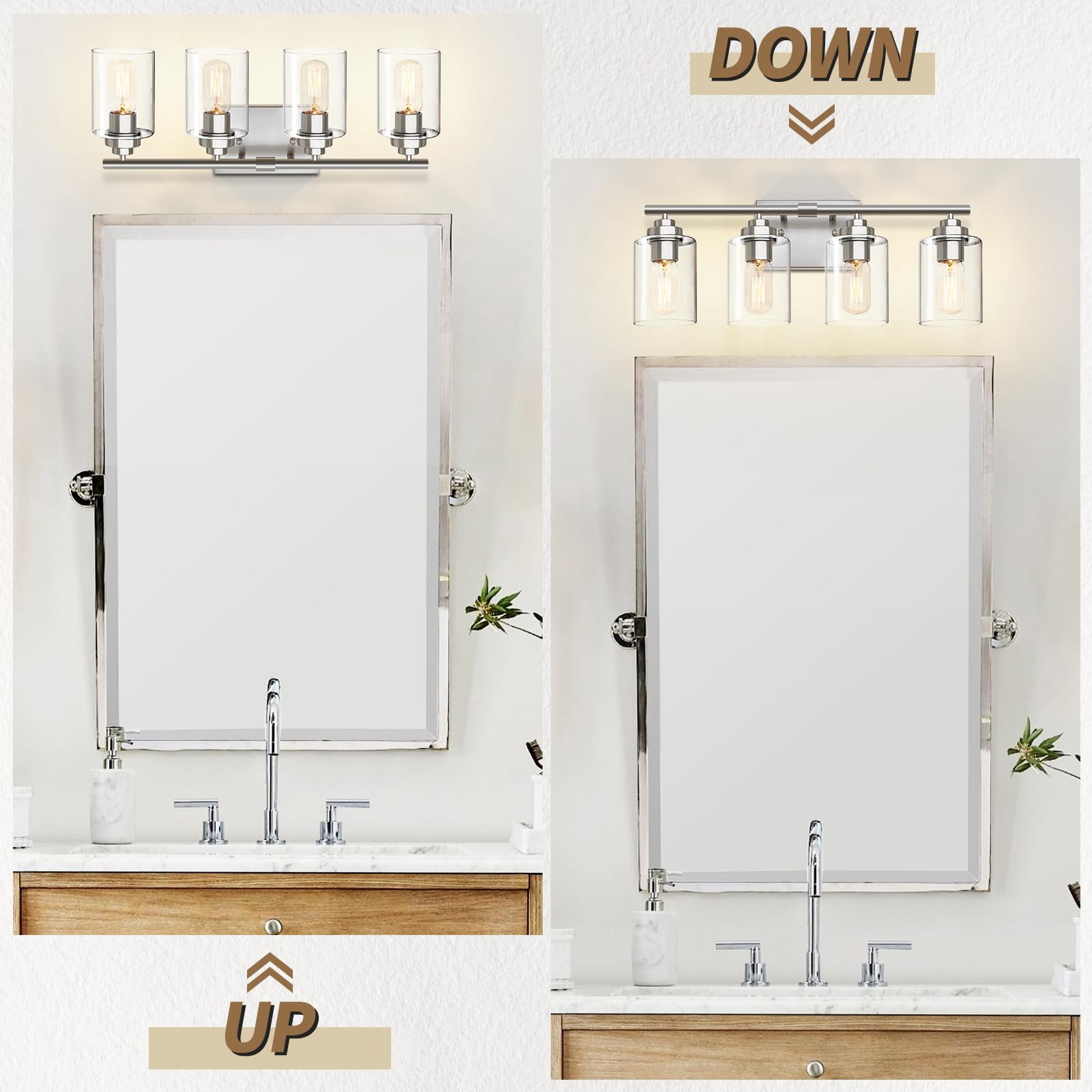 Bathroom Vanity Light Over Mirror Fixture Wall Sconce Lighting For Bedroom Living Room (nickel  4-light)