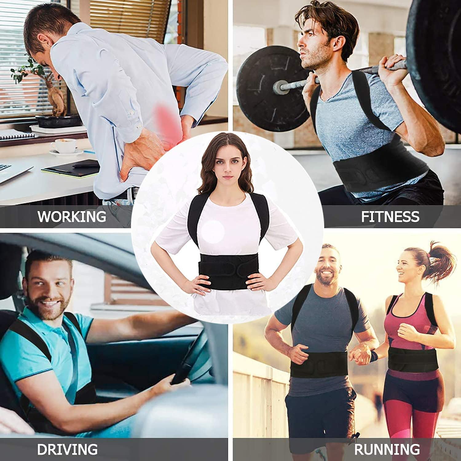 SLGHLSAHG Back Brace Posture Corrector for Men and Women,Adjustable Posture Back Brace Straightener Shoulder Upright Support Trainer for Body Correction and Neck Pain Relief (Large) A13738
