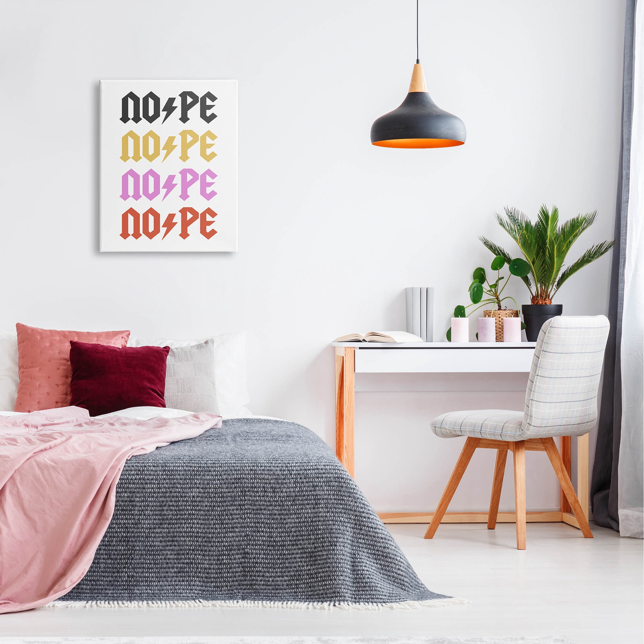 Nope Thunder Bold Symbol Phrase Typography Graphic Art Gallery Wrapped Canvas Print Wall Art