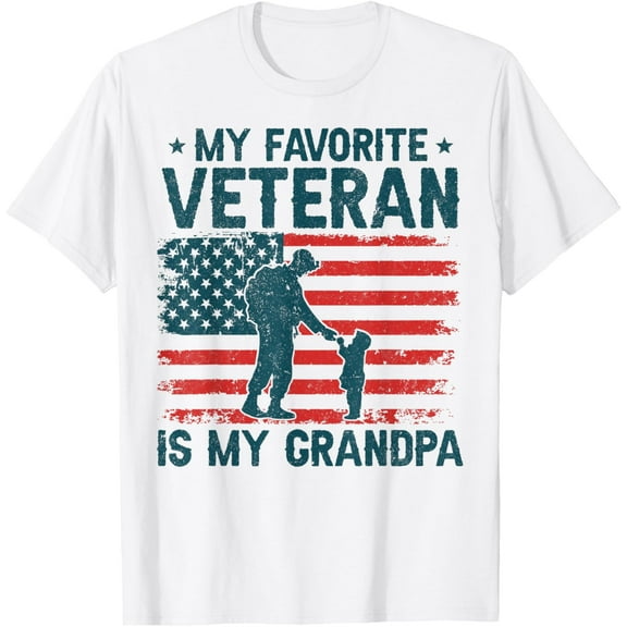 My Favorite Veteran is My Grandpa Veterans Day Military Papa T-Shirt Tops Tee