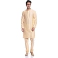thumbnail image 1 of Royal Men's Self Kurta Silk Blend Kurta Churidar Set Beige, 1 of 1