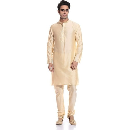 

Royal Men s Self Kurta Silk Blend Kurta Churidar Set Beige