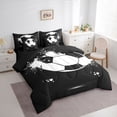thumbnail image 3 of Homewish Teens Sport Soccer 7-Piece Twin Bedding Sets,Graffiti Splash Bedding Comforter Set,Black White Breathable Sheet Sets,Lightweight Room Decor,Reversible, 3 of 8