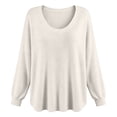 thumbnail image 3 of ZDNIXIAN Crewneck Sweaters for Women, Long Sleeve Ribbed Cuff Loose Fit Knit Pullover Jumper, Soft Stretchy Casual Knit Tops, Lightweight Oversized Sweater Shirts, 3 of 5