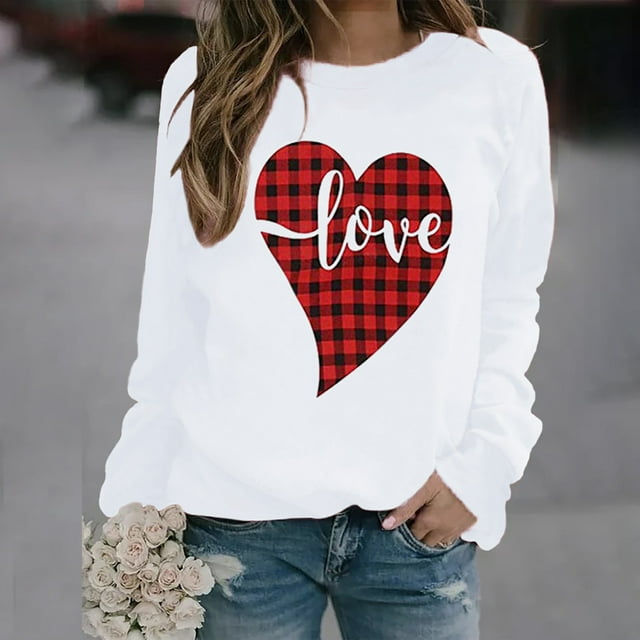 Chandail à Manches Longues pour Femmes avec Imprimé « Love », Blouse Ample