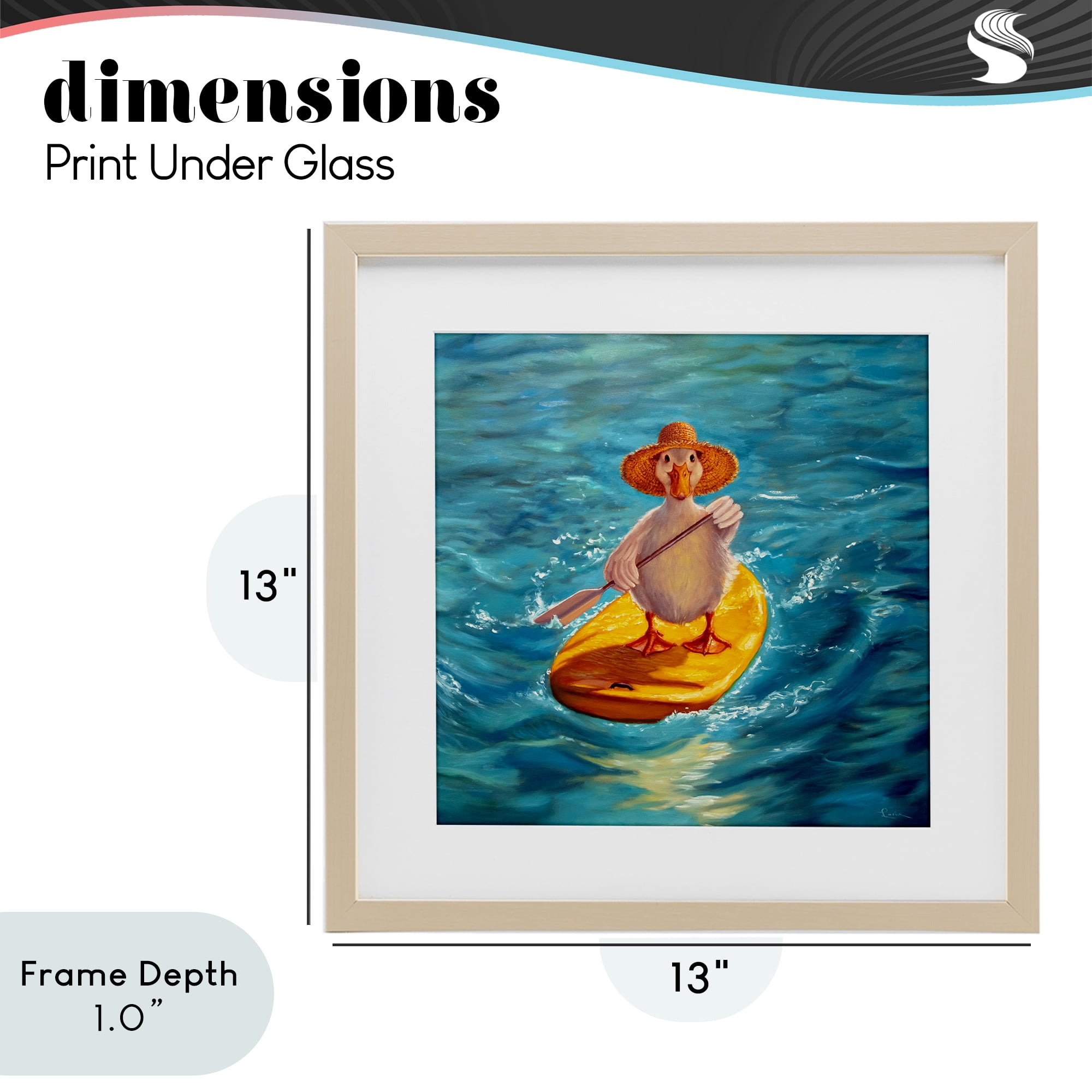 Stupell Industries The Paddler Duck with Straw Hat Birch Framed Print Under Glass, design by Lucia Heffernan