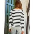 thumbnail image 2 of Women's Striped Cardigan Sweater Trendy Long Sleeve Button Down Crew neck Cardigans, 2 of 5