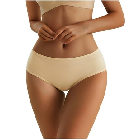 Scyoekwg Women s Underwear High Waisted Underwear Solid Color Stretchy Comfort Ladies Underpants Hipster Panties Knickers Briefs(Beige XL)