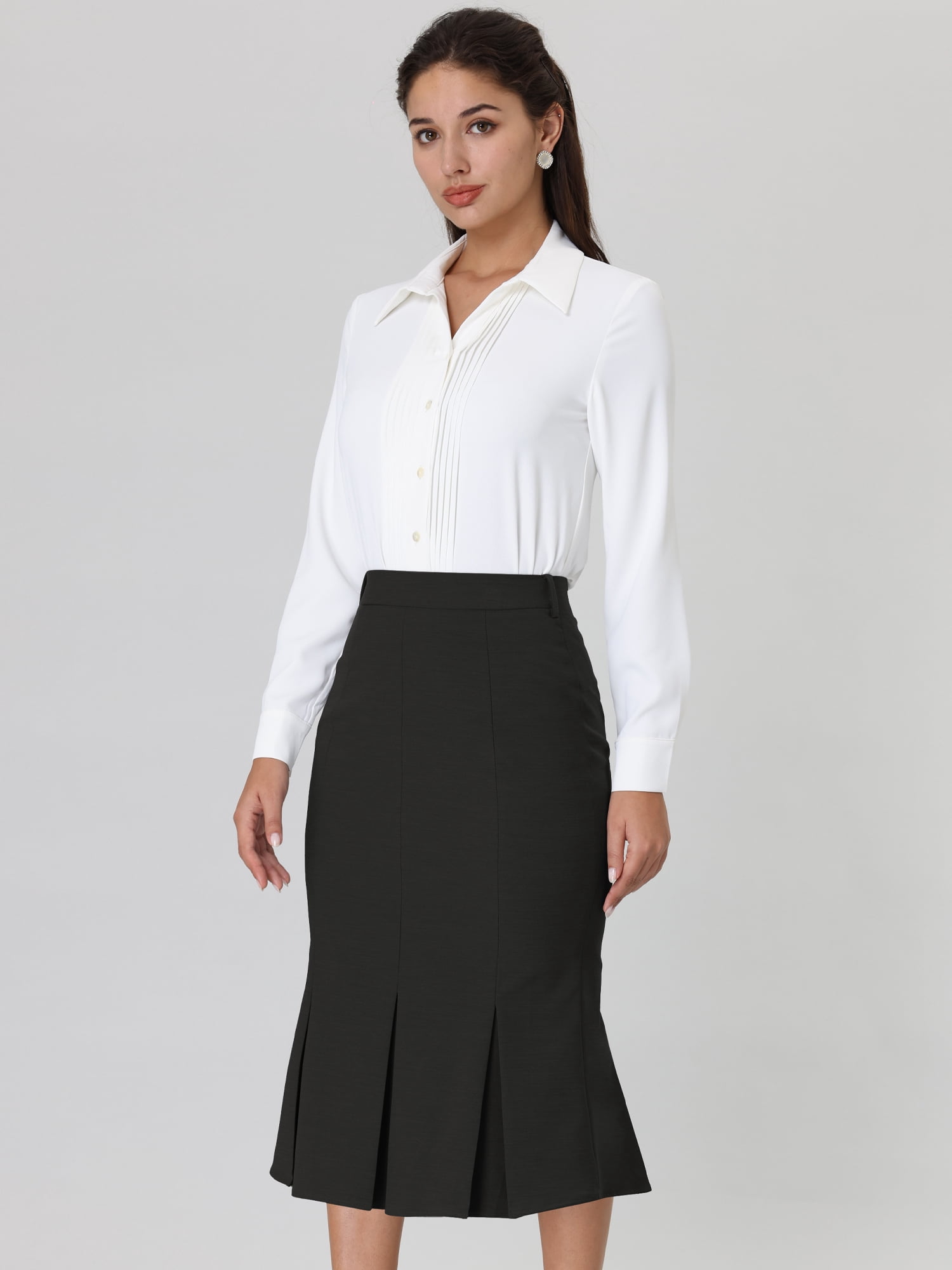 DARING DIVA Women's Elegant Knee Length Fishtail Pencil Skirt S Black