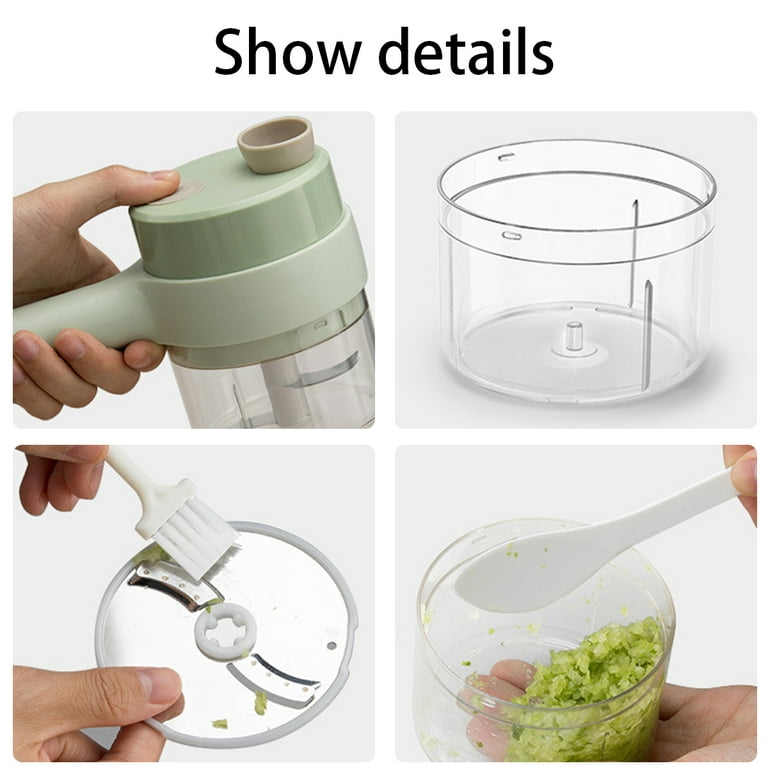 Ikoopy Electric Vegetable Cutter Set Handheld Garlic Slicer Mini Wireless Vegetables Chopper Portable Type-C Rechargeable Food Mincer for Garlic