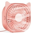 thumbnail image 1 of Pequeño ventilador personal USB de escritorio con forma de oreja de gato, ventilador de escritorio portátil de 3 velocidades alimentado por USB, viento fuerte, funcionamiento silencioso, para viajes al aire libre en el automóvil de la oficina en el hogar Vhermosa, 1 of 7