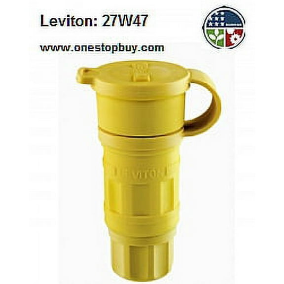 Leviton 27W47 Connector Locking Blade Wetguard L5-20R 20A 125V 2P3W Grounding - Yellow