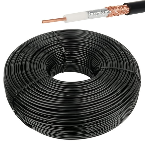 RG8X Extension Cable 100ft,  MOOKEERF Flexible Low Loss Coaxial Cable for Wired & Wireless Network Router 4G Antenna Black Cable Impedance 50 Ohm RG8X RF Coax Pigtail Cable